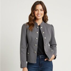 Gray Military Style Button-Front Jacket Size M
